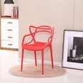 thumbnail image 3 of Heavenly Collection | Modern Red Plastic Side Chair - Mid-Century Molded Dining Chair - Ideal for Kitchen, Dining Room & Patio | Set 2, 3 of 9