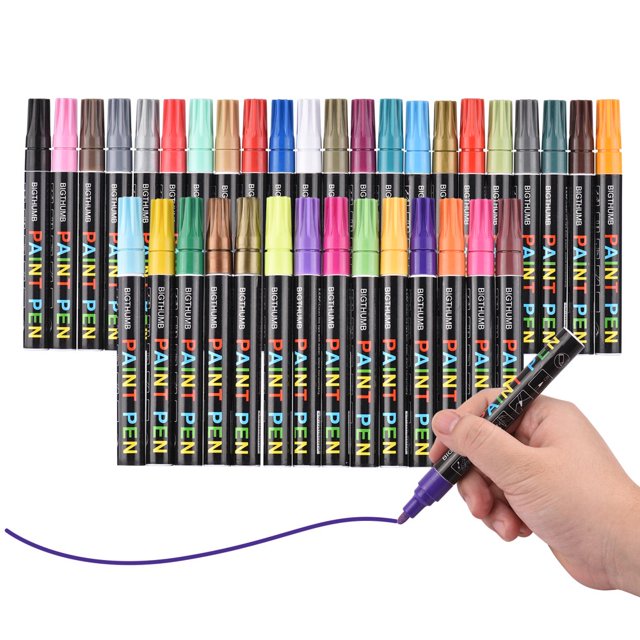 BIGTHUMB 36 Colors Paint Pens Oil-Based Paint Marker Set Waterproof Quick Dry for Rocks Painting Glass Ceramic W