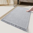 thumbnail image 1 of Nvzi Soft Microfiber Farmhouse Bathroom Rug Kitchen Mats Woven Non Slip Small Bath Mat with Pure Tassels,Tufted Braided Bath Rug 15*23inch （Grey）, 1 of 5