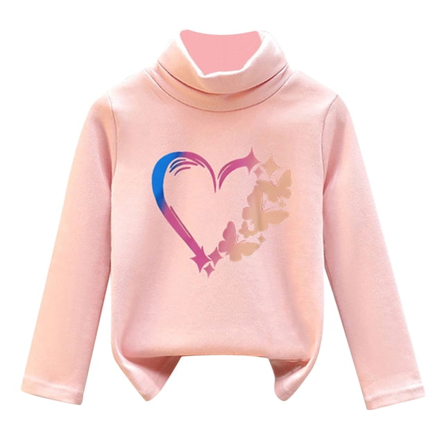 Girls Fall Shirts And Tops High Collar Velvet Warmth Soft Unisex R Girls Fall Tops Casual for 11-12 Years