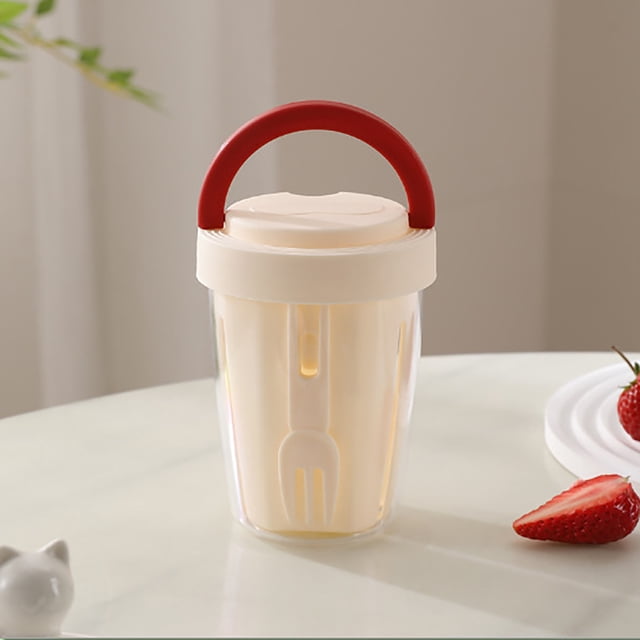 Leachable Fruit Cup With Fork Portable Picnic Box Large Capacity Storage Plastic Cup Sealed And Leak Proof Salad Box