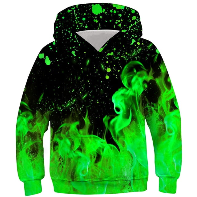 RXIRUCGD Chemise pour Enfants à Manches Longues T-shirt à Motif Imprimé Col Rond Cool Garçon Chandail à Capuchon ( Vert, Taille : 4 Ans )