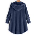 thumbnail image 4 of WEIYLL Jackets for Women Velvet Cat Ear Hooded Soild Patchwork Button Plush Navy Fall Tops Size XL, 4 of 4
