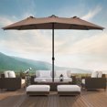 thumbnail image 3 of Costway 15Ft Patio Double-Sided LED Market Umbrella Crank Solar Powered Tan, 3 of 10