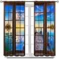 thumbnail image 2 of Landscape Curtains Nature Theme Window Drapes with River Snow Mountain Cloud Scenery Scene Design Print Pattern Rod Pocket Decor Curtains for Bedroom Living Room Office 2 Panels 42 x 63 Inch, 2 of 6