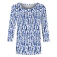 thumbnail image 4 of HKEJIAOI T-shirts à Manches 3/4 pour Femmes Col Rond Imprimé Floral Top Femme à Manches Trois-Quarts, 4 of 5