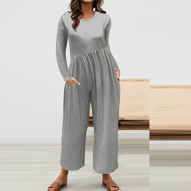 LSLJS Combinaisons une Pièce pour Femmes Automne Manches Longues Taille Grand Pantalon Combinaison Habillée Ample Tenue Décontractée