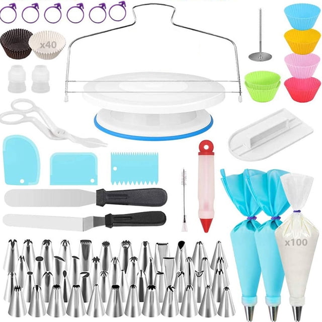 yeacher 216-Piece Professional Cake Decorating Kit with Rotating Turntable, Icing Tips, and Essential Baking Tools for Beginners and Experts