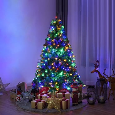Costway Arbre de Noël Artificiel Pré-Illuminé de 5 Pi, Haut de Gamme, Articulé, avec 150 Lumières DEL et Support