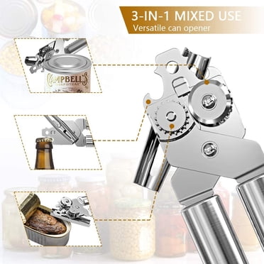 3-in-1 Versatile Can Openers, Stainless Steel Bottle Opener Manual Can Openers