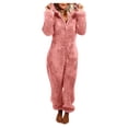 thumbnail image 2 of Combinaison pour Femmes à Manches Longues à Capuche Pyjama Combinaison Décontractée d'Hiver Chaude Combinaison de Nuit Combinaison à Manches Longues en Liquidation, 2 of 6