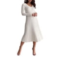 thumbnail image 1 of xiaxaixu Robes d'Automne pour Femmes 2023, Robe Chandail d'Automne et d'Hiver à Manches Longues, Col en V, Tricot Côtelé, Robe Midi de Soirée, 1 of 7