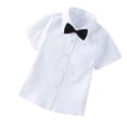 thumbnail image 1 of MeetoTime Baby Short Sleeve Blouse Solid Color Gentleman's School Uniform Button-down Shirt for Boys Baby Clothes 2-14Years, 1 of 5