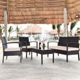 thumbnail image 1 of Gymax 4PCS Patio Rattan Set Cushioned Sectional Sofa Glass Table, 1 of 10