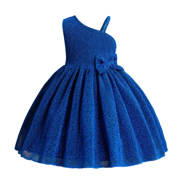 WEAIXIMIUNG Robes d'Été pour Filles Taille 6-7 Robe de Concours pour Enfants Robe de Fête Nœud Papillon Sans Manches