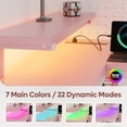 thumbnail image 4 of Bestier 52" Gaming Desk with LED Lights L Shaped Desk with Power Outlet & Monitor Stand Corner Computer Desk in Pink, 4 of 8