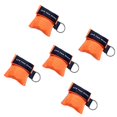 thumbnail image 2 of 5 PCS CPR First Aid Masks One-way Keychain Kits Portable Emergency Kits (Orange), 2 of 7