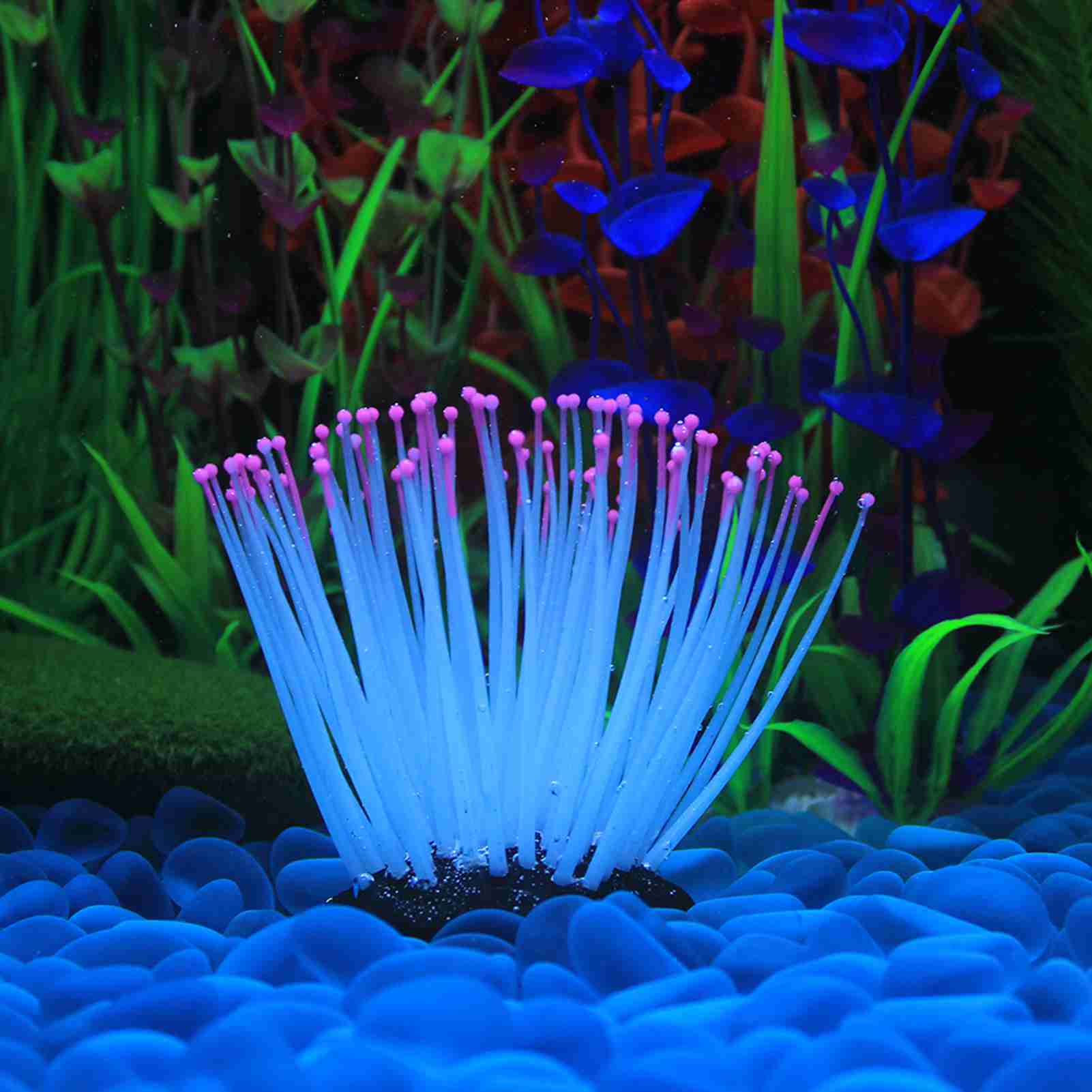 Aquarium Fish Tank Decoration Artificial Silicone Sea Anemone with Glowing Effect Fish Tank Aquarium Ornament