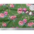 thumbnail image 3 of Soimoi Green Japan Crepe Satin Fabric Leaves & Ranunculus Floral Print Fabric by the Yard 42 Inch Wide, 3 of 3