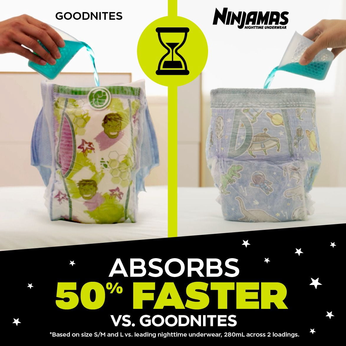Sous-vêtements de nuit pour l’énurésie Ninjamas pour filles, taille P/M (17 à [38 à 70 lb])