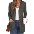 thumbnail image 1 of Innerwin Cardigan Sweater Long Sleeve Ladies Outwear Holiday Solid Color Soft Cardigans Army Green M, 1 of 3