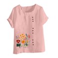 thumbnail image 4 of QATAINLAV T-Shirts d'Été pour Femmes Décontractés en Coton et Lin T-Shirts à Manches Courtes Col Rond Chemise Ample T-Shirts Graphiques Floraux Tenues de Vacances à la Plage Soldes des Fêtes Rose TG, 4 of 5