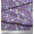 thumbnail image 2 of Soimoi Polyester Crepe Fabric Floral,Owl & Cow Cartoon Decor Fabric Printed Yard 52 Inch Wide, 2 of 3