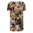thumbnail image 4 of Hauts d'Été Grande Taille pour Femmes, T-Shirts Décontractés à Col Rond Imprimé, Manches Courtes, Blouse Ample, Col en V, en Solde, 4 of 5