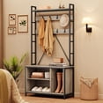 thumbnail image 4 of Entryway Bench with Coat Rack | 5-in-1 Hall Tree Organizer for Mudroom & Entry, 4 of 7
