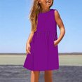 thumbnail image 3 of Robe Sans Manches en Liquidation Enfants Petites Filles Robe Quotidien Vacances Imprimé Sans Manches Décontractée Mignonne Douce Robes Fille Robe en Tulle Robe de Noël pour Enfants Fille Violet Nouveau, 3 of 5