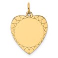 thumbnail image 1 of 14K Yellow Gold Etched .018 Gauge Engravable Heart Disc Charm, 1 of 2