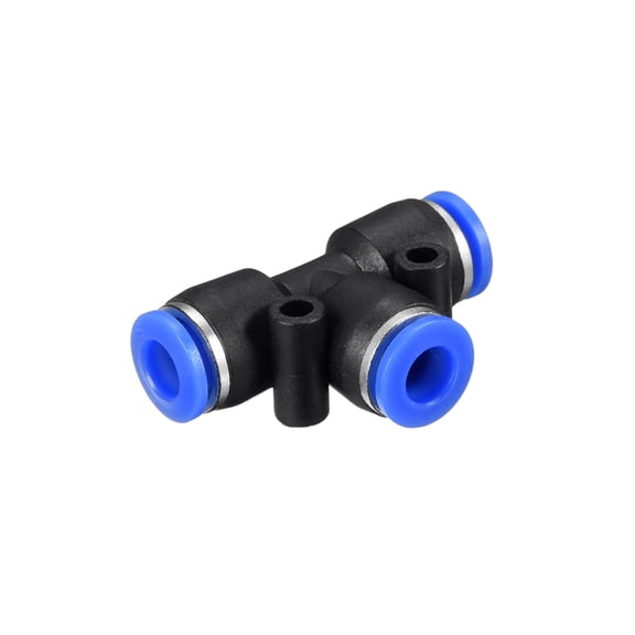 Unique Bargains 4pcs Push To Connect Fittings T Type Tube Connect 6mm or 15/64' od Push Fit Fittings Tube Fittings Push Lock Blue (6mm T