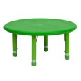 thumbnail image 1 of Table d’activités ronde de 45 po en plastique vert à hauteur réglable, 1 of 5