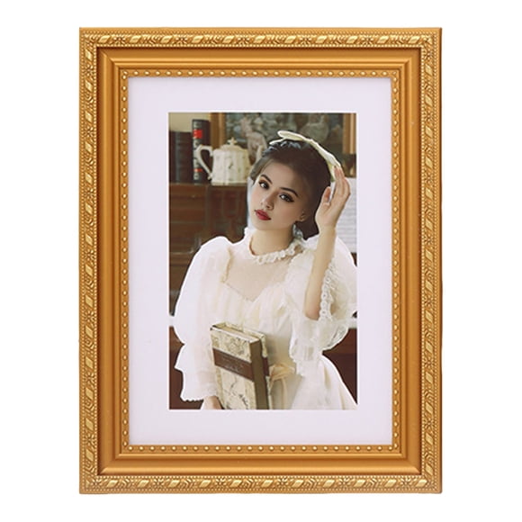 Primegos Vintage Photo Frame European Style Photo Frame with Back Hook Shatterproof Tabletop Picture Frame for Home Office Decor