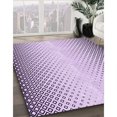 thumbnail image 3 of Ahgly Company Tapis d'Intérieur Ronds Lavables à la Machine, Style Transitionnel, Fleur Violette Violette, Tapis de Zone, 6 Pieds Rond, 3 of 7