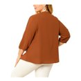 thumbnail image 3 of GRACE & GRANDEUR Women's Plus Size Tops Work Round Neck Ruffle Chiffon Blouse Office Top 4X Caramel, 3 of 8