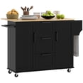thumbnail image 1 of HOMCOM Kitchen Island on Wheels, Kitchen Cart with Drop Leaf Drawers Black, 1 of 10