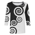 thumbnail image 4 of Pompotops T-shirt de Mode pour Femme Mi-Long Manches 3/4 Blouse Col Rond Hauts Décontractés Liquidation, 4 of 5