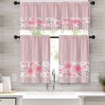 thumbnail image 1 of Pink Rose Kitchen Curtains Floral Window Curtains Valance and Tier Set 36 Inch, Romantic Flowers Delicate Rod Pocket Short Tier Curtain, Chic Classic Small Cafe Curtains for Kitchen Decor, 1 of 5