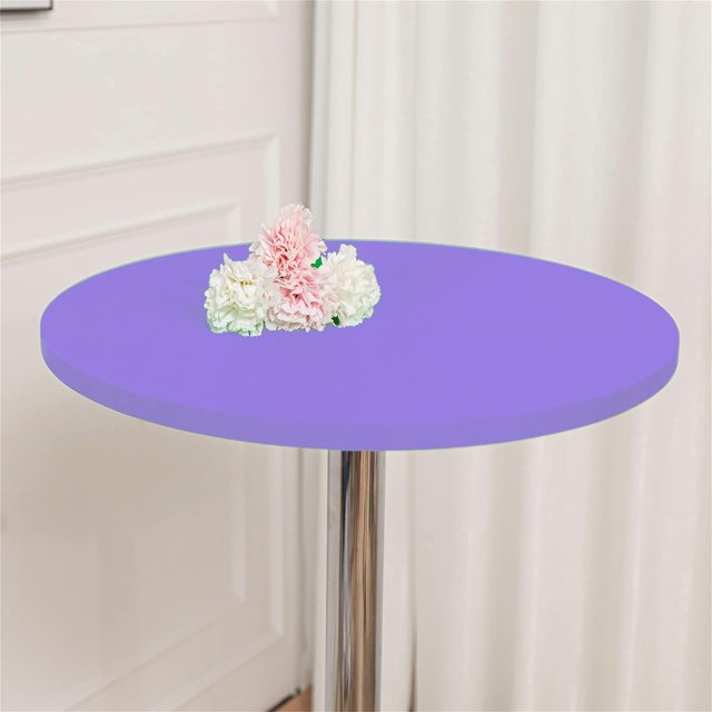 ORUYROP 2-Pack Cocktail Round Table Topper Cap Spandex Fitted Stretch Cocktail Tablecloth Tight Stretchable Elastic for Weddings Banquets Events Parties Restaurants(Size: 300cm,Color: Light Pu