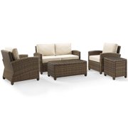 Crosley Furniture Bradenton 5 Piece Metal Patio Sofa Set in Brown/Sand