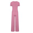 thumbnail image 5 of Ensemble Deux Pièces Femme Ensembles Deux Pièces pour Femmes Ensemble de Vêtements Femme Col Rond Manches Courtes Hauts Ensembles Pantalons Style Pantalon Cargo S_6 Survêtements pour Femmes Roses 3TG, 5 of 5