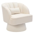 thumbnail image 1 of Yiwa Mid-Back Swivel Armchair, Upholstered Lounge Reading Chair with Pillow and 360-Degree Rotation, 1 of 8