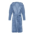 thumbnail image 1 of SHTXOZHI Men's Flannel Robe Warm Fleece HoodedSpa Bathrobe Winter Soft Robes with Pockets, 1 of 4