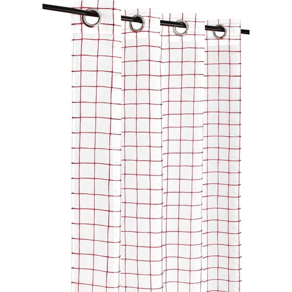 Safdie & Co. Curtain 84L Sheer Check Red