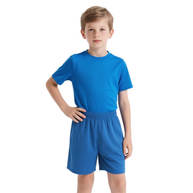 TOPTIE Short de Soccer pour Grands Garçons, Shorts de Course de 8 Pouces avec Poches-Bleu-P/ 8