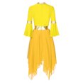 thumbnail image 1 of RUNQHUI Robe de Danse Métallique pour Femmes, une Épaule, Manches Évasées, Tenue de Danse Liturgique, Tunique de Danse de Culte, Jaune TTG, 1 of 8