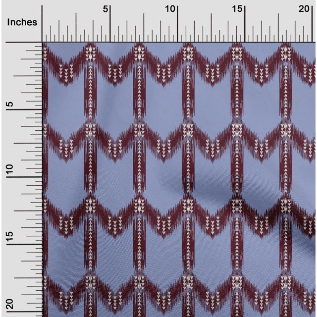 oneOone Cotton Silk Fabric Chevron Ikat Printed Craft Fabric BTY 42 Inch Wide