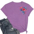 thumbnail image 2 of Pisexur Hauts de Printemps pour Femmes 2025, Hauts pour Femmes, Hauts de Sortie pour Femmes, Hauts pour Dames Mode Imprimé Manches Courtes Blouse de Sortie T-Shirt Drôle à Col Rond Violet, m, 2 of 5