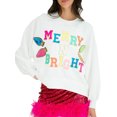 thumbnail image 1 of FOCUSNORM Women's Christmas Loose Pullover Sparkly Rhinestone Letter Print Long Sleeve Crew Neck Sweatshirt, 1 of 8